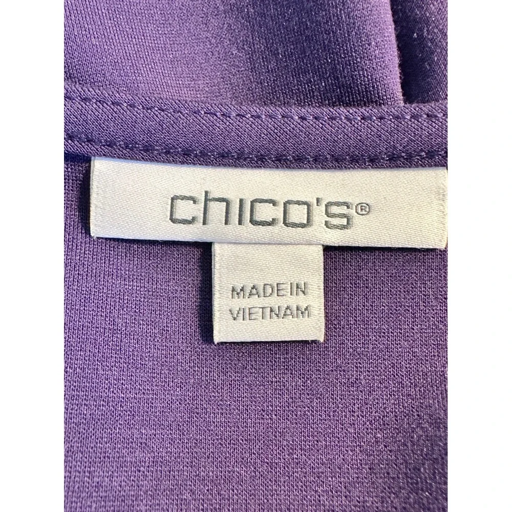 Chico's Rhinestone Embellished Split V-Neck Knit‎ Tunic Top Size 3 XL Purple - Picture 7 of 9